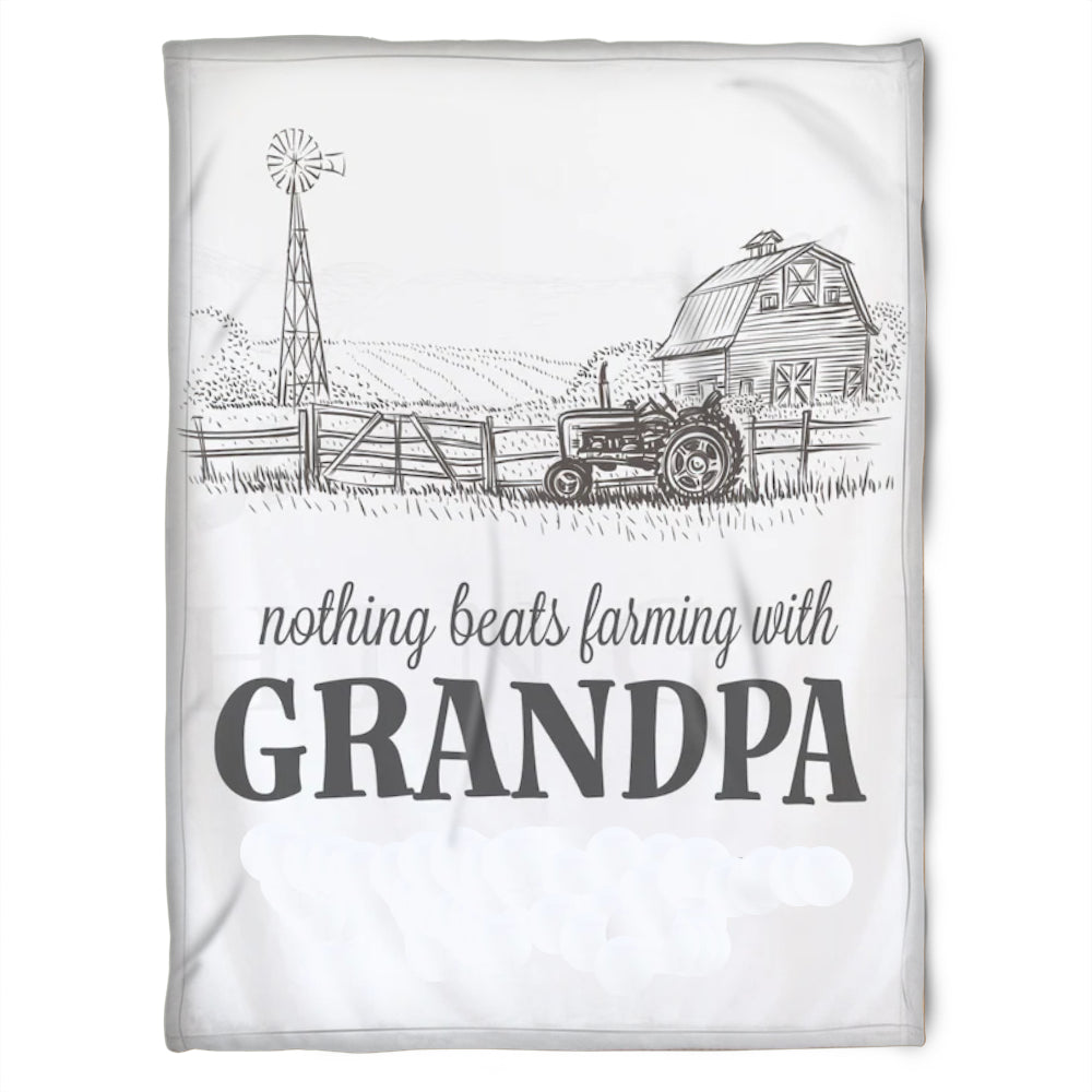 To My Grandpa Nothing Beats Farming With Grandpa Fleece Blanket Gift For Grandparents Gift From Granddaughter Gift For Grandson Home Decor Bedding Couch Sofa Soft And Comfy Cozy