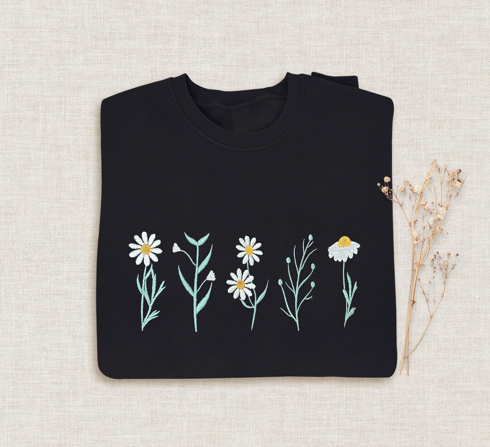 Wildflowers Embroidered Halloween Sweatshirt 2D Crewneck Sweatshirt All Over Print Sweatshirt For Women Sweatshirt For Men Sws2983