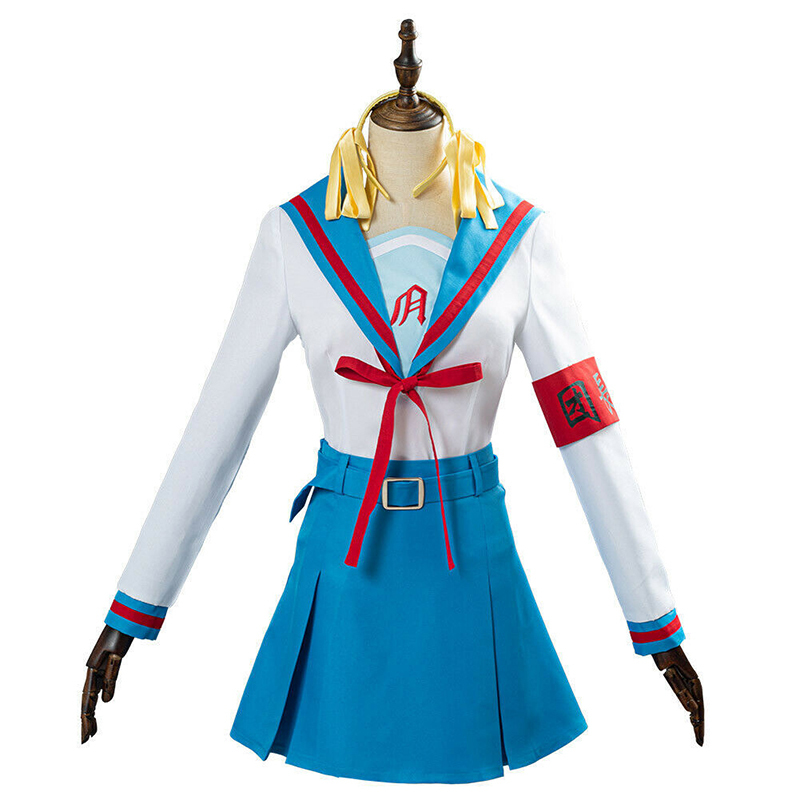 Anime Suzumiya Haruhi No Yuuutsu Cosplay Suzumiya Haruhi Costume Women Girls Jk Uniform Top Skirt Outfit Halloween Carnival Suit alx