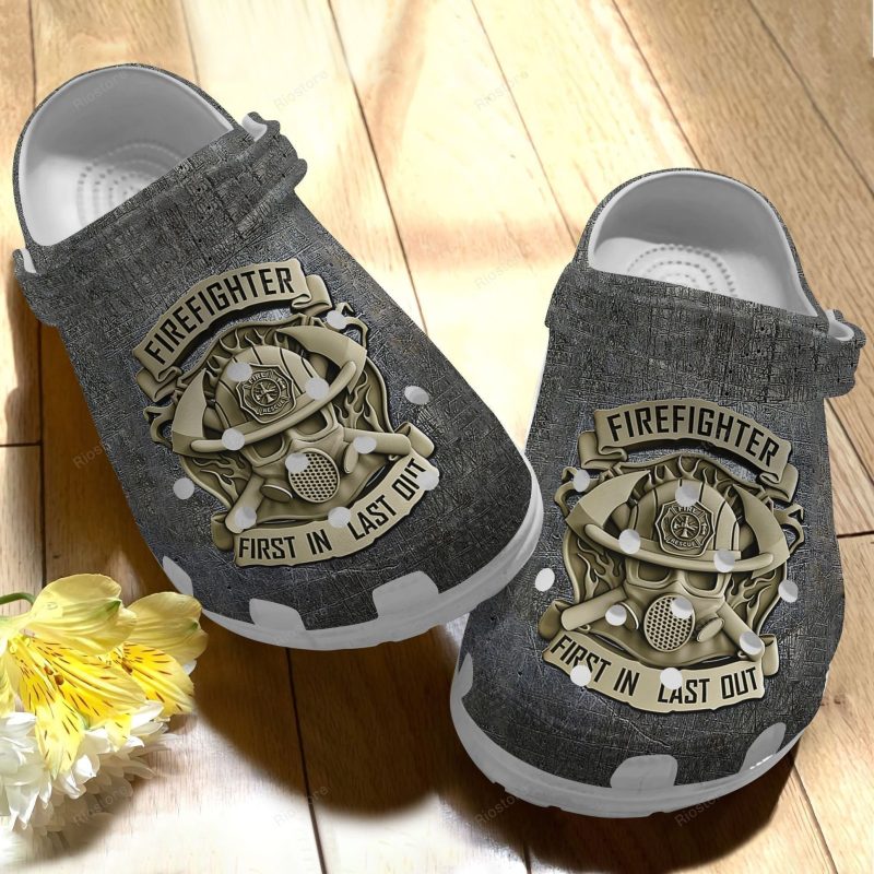 Firefighter Custom Shoes Clogs Fathers Day Gifts – Firefighter First In Last Out Shoes Clogs