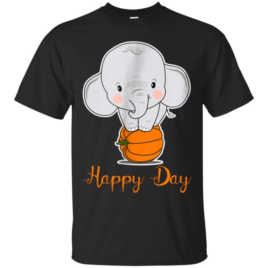 AGR Elephant Pumpkin Fall ‘Happy Day’- Cute AutumnHalloween T-Shirt