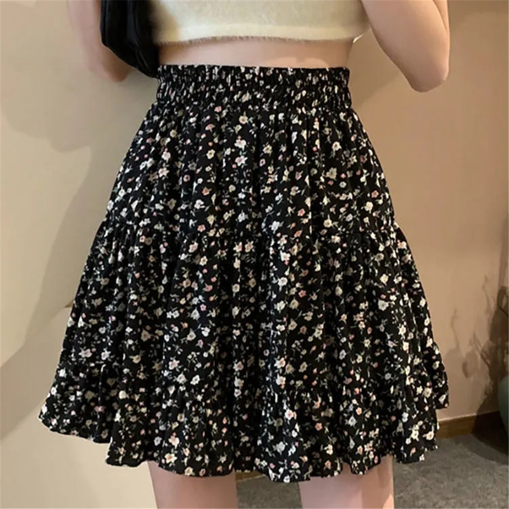 Summer Floral Print Boho Sexy Mini Skirt Women Bandage Fashion High Waist Frills Short Skirt Korean Fashin Ruffle Pleated Skirts alx