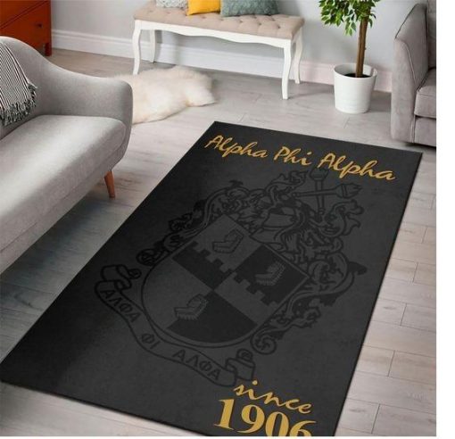 Alpha Phi Alpha Since 1906 Frst Inc Crest Black Background Rug