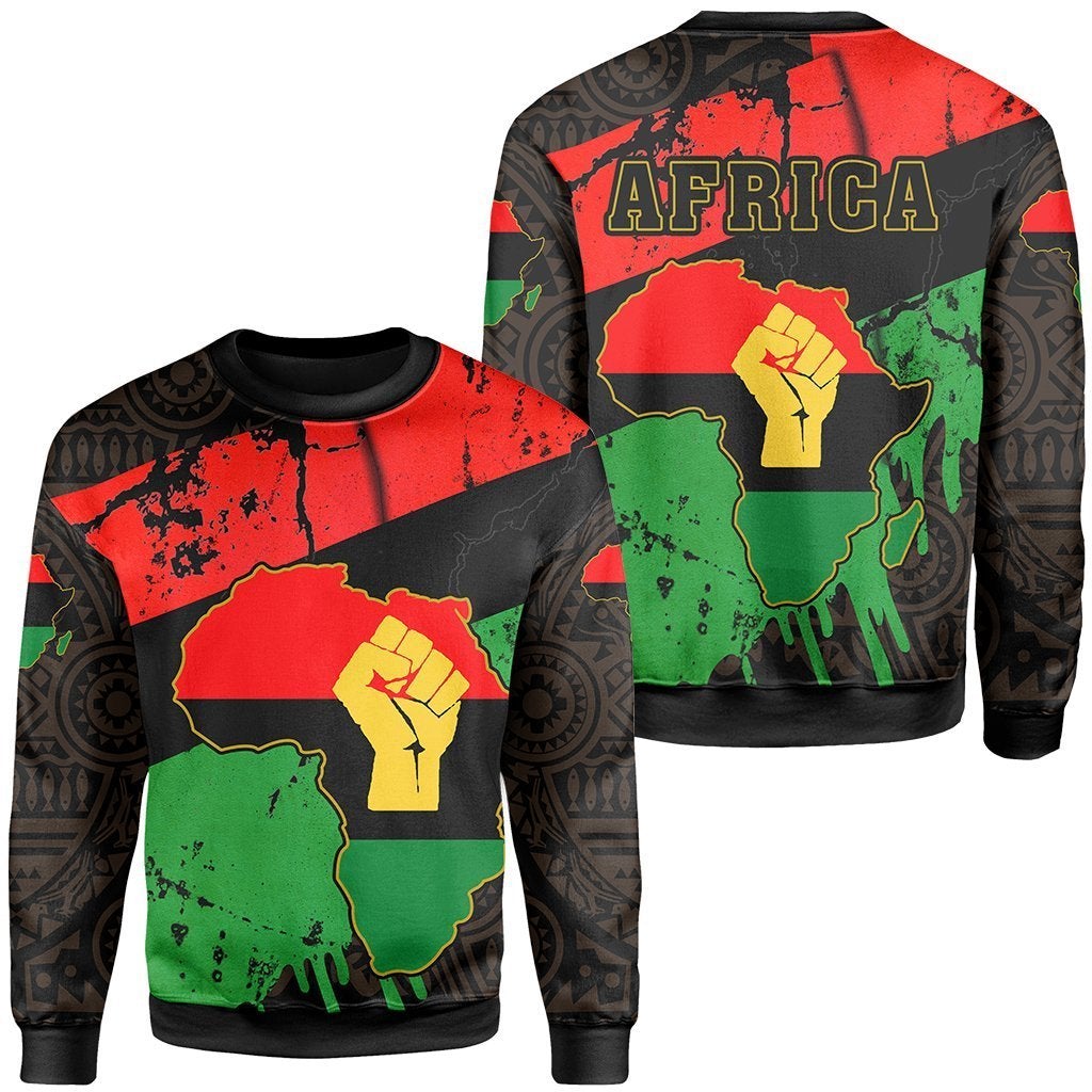 African Sweatshirt – African Black Power Map Sweatshirt My Blood