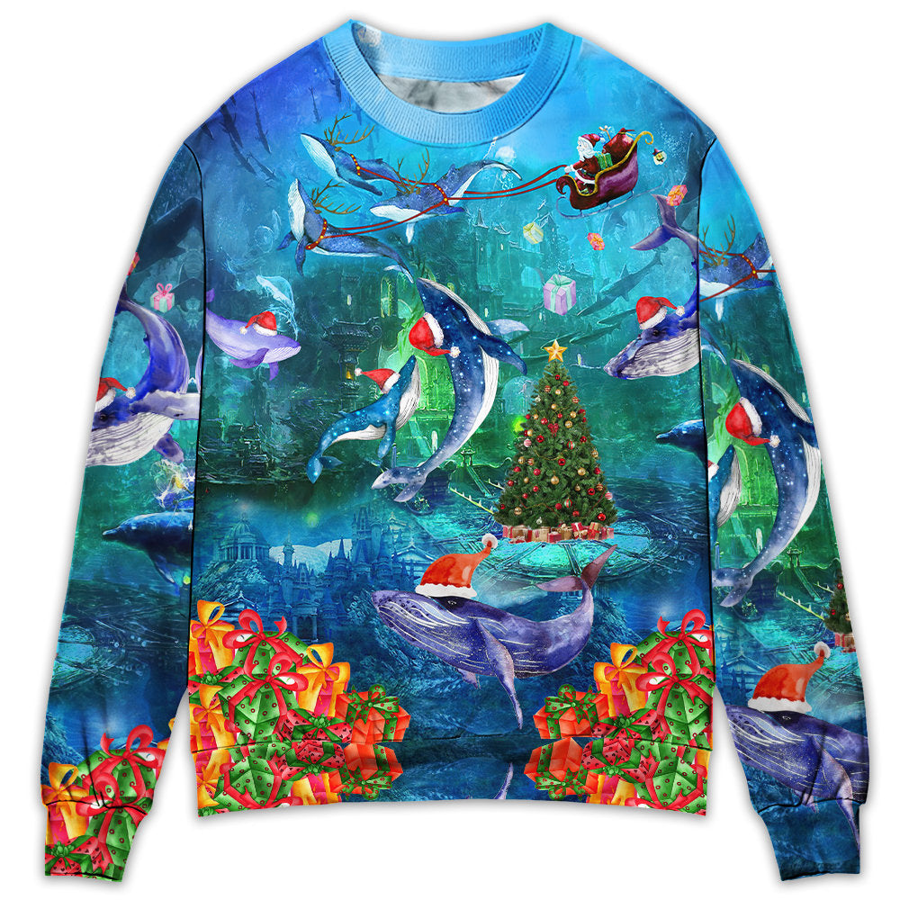 Chirstmas Whales Under The Sea – Sweater  – Ugly Christmas Sweaters  – Owl Ohh