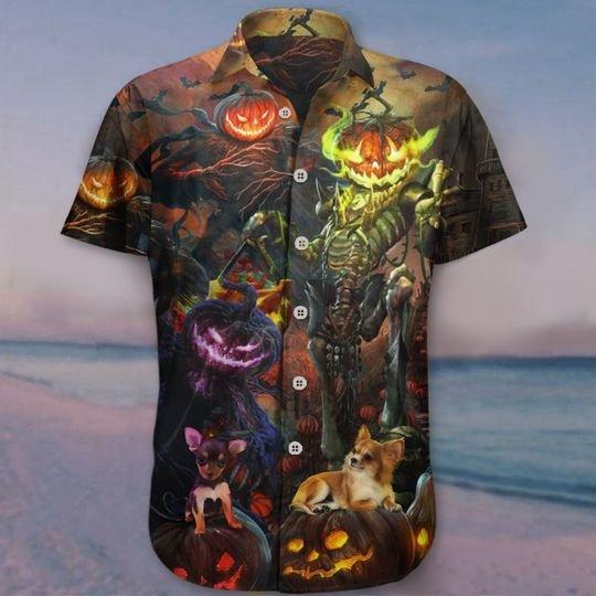 Chihuahua Pumpkin King Halloween Hawaii Shirt For Men Women Adult Ha98489