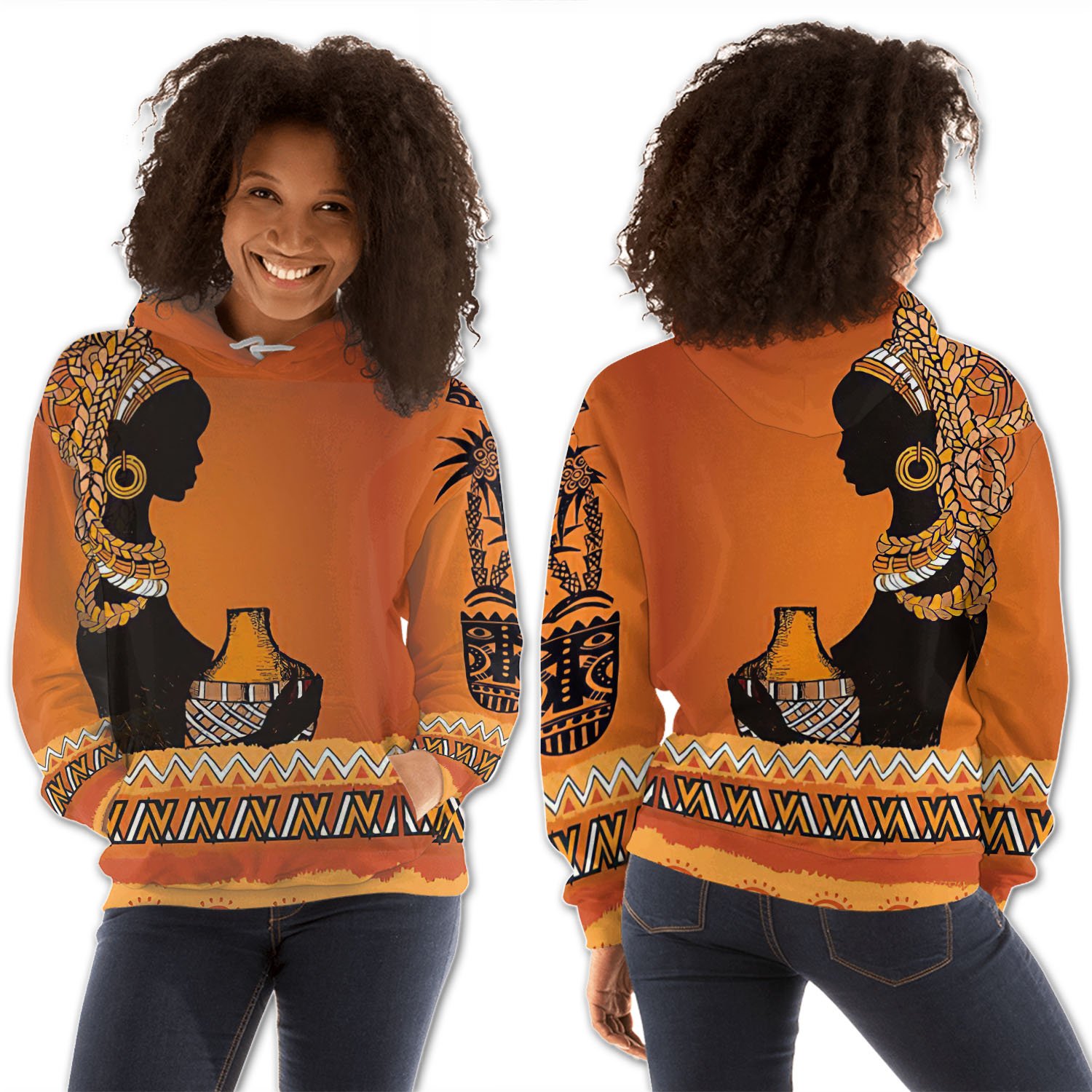 African Hoodie Cute Black American Woman Afrocentric Clothing