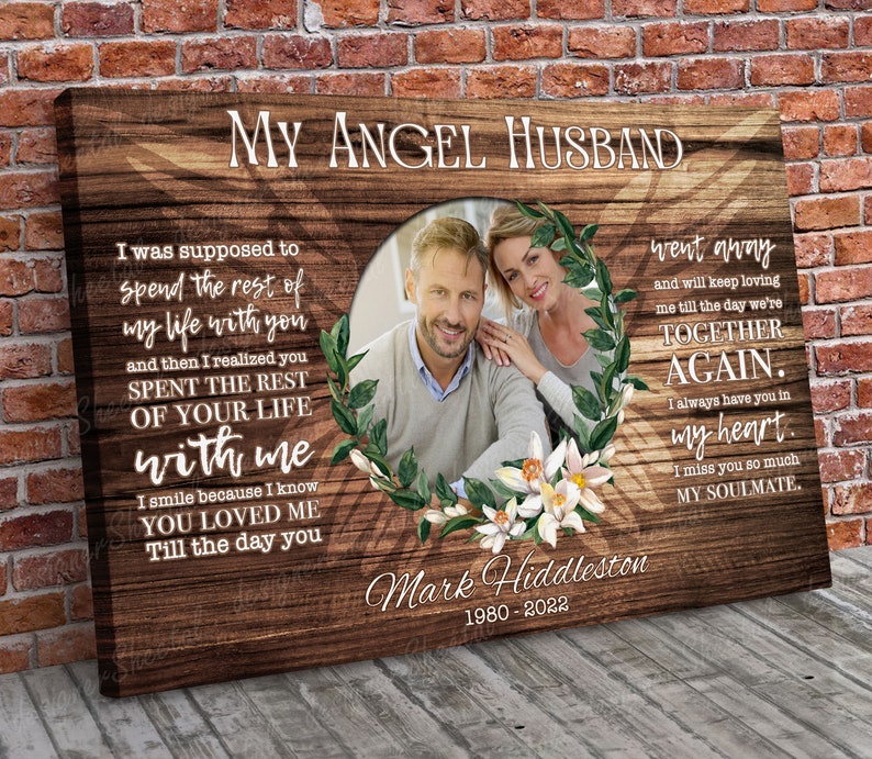 Rest In Peace, My Angel Husband, Memorial Gift, Heaven Canvas Art