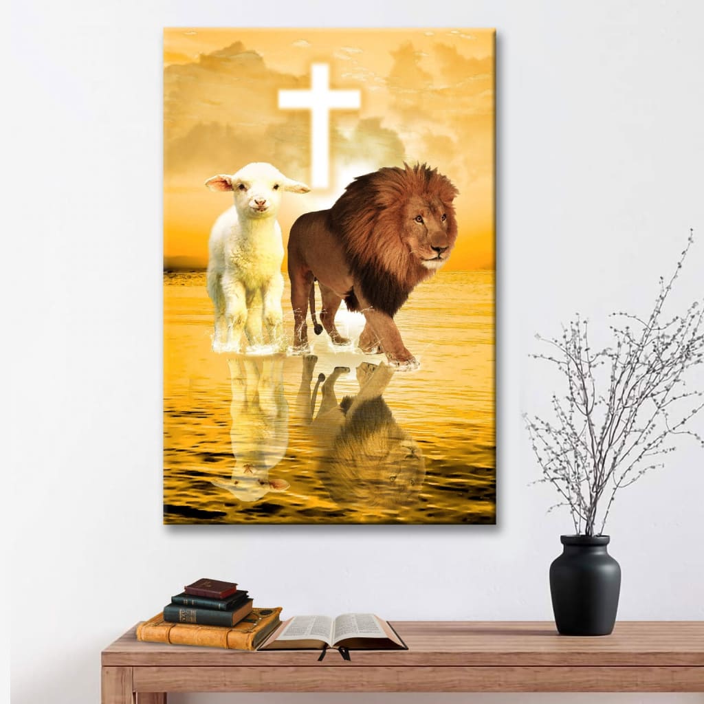 The Lamb Of God And Lion Of Judah Canvas Art – Bible Verse Canvas – Scripture Wall Art