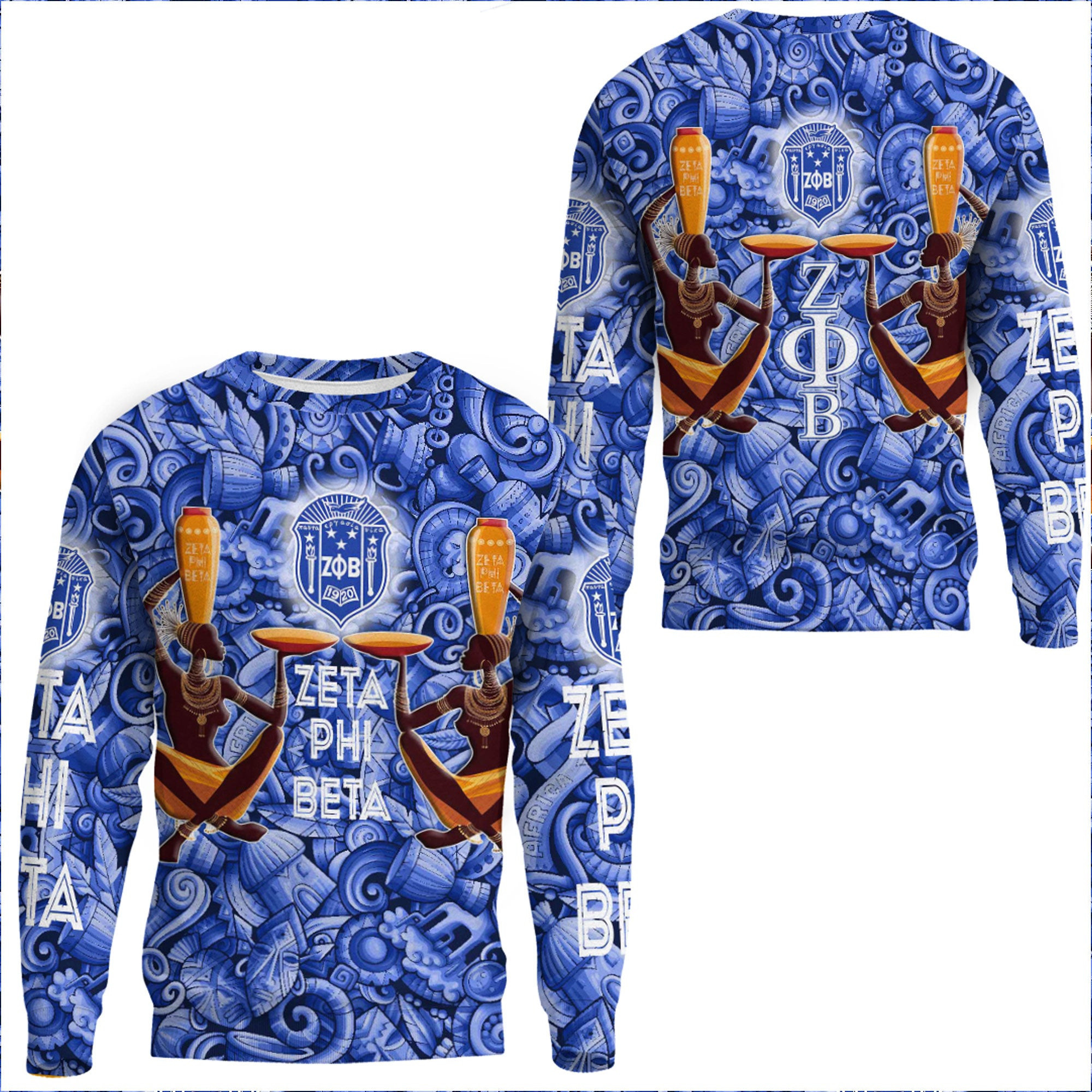 Africa Zone Clothing – Zeta Phi Beta Style Painting And Pattern Africa Sweatshirts A35