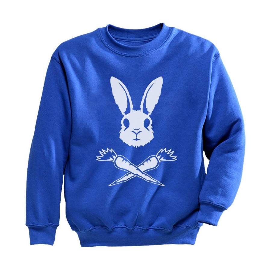 Rabbit Skull Easter Carrots Crossbones Youth Kids Sweatshirt