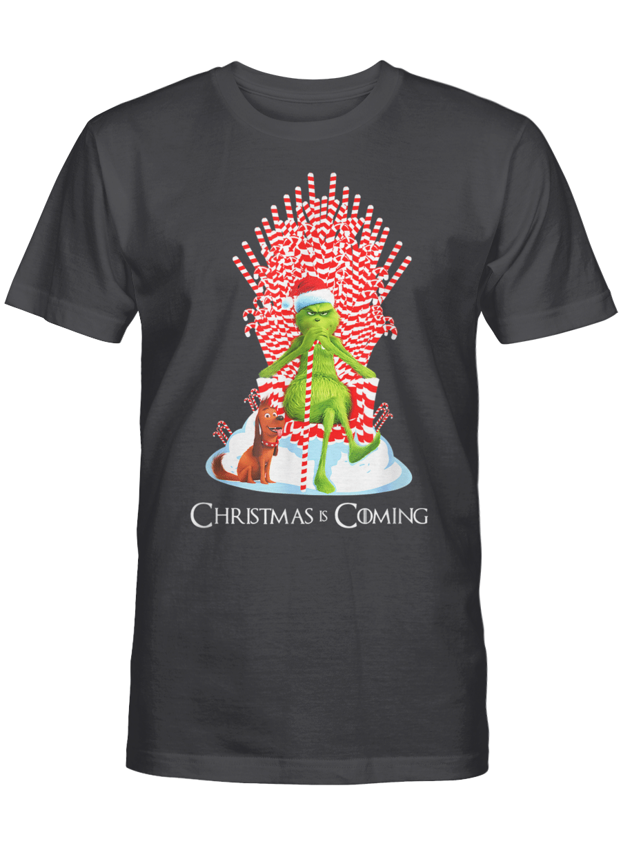 Discover Cool Christmas Grinch Is Coming Candy Cane Throne Funny Parody T-Shirt