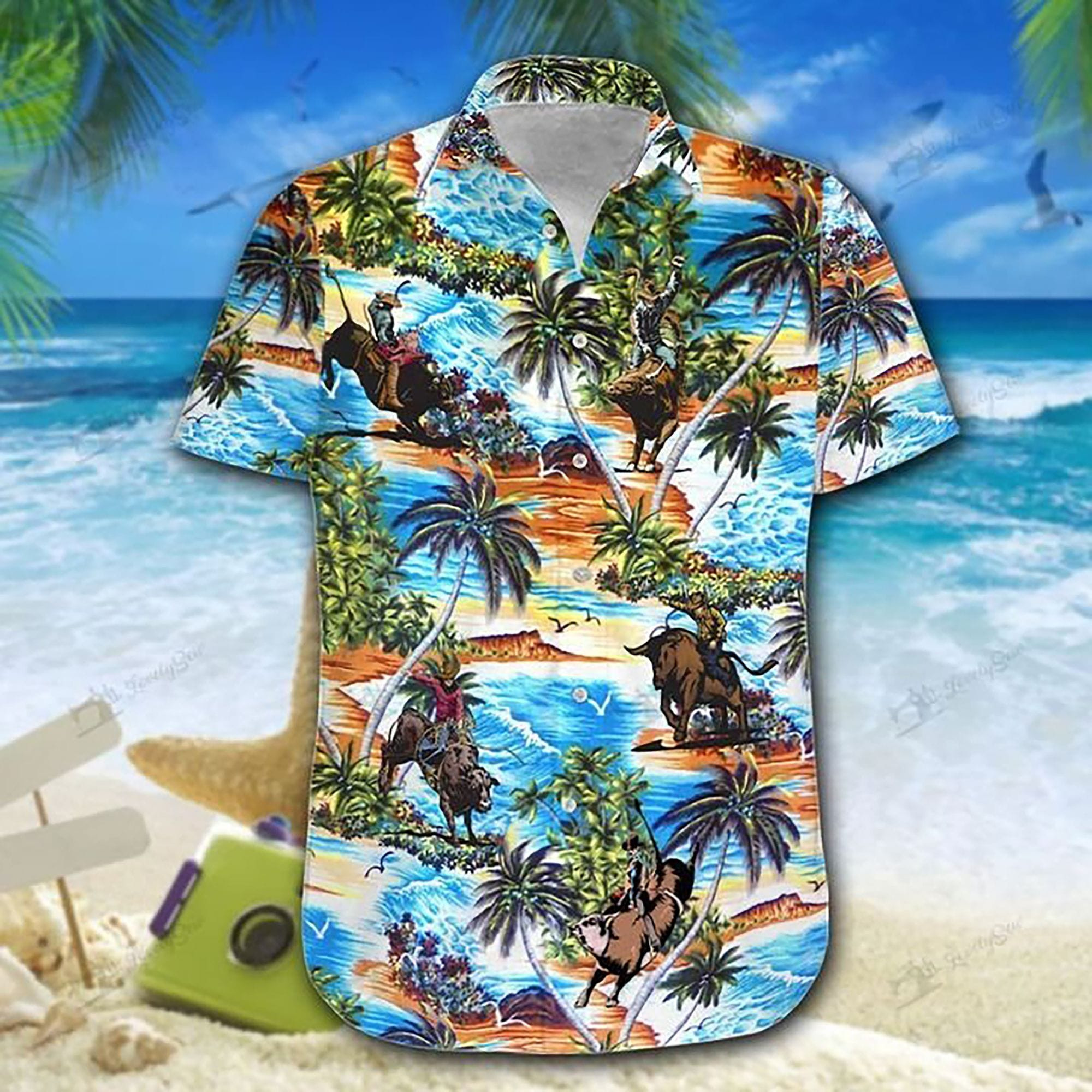 Amazing Team Roping Tropical Beach Hawaii Aloha Shirts Kv Ha20279