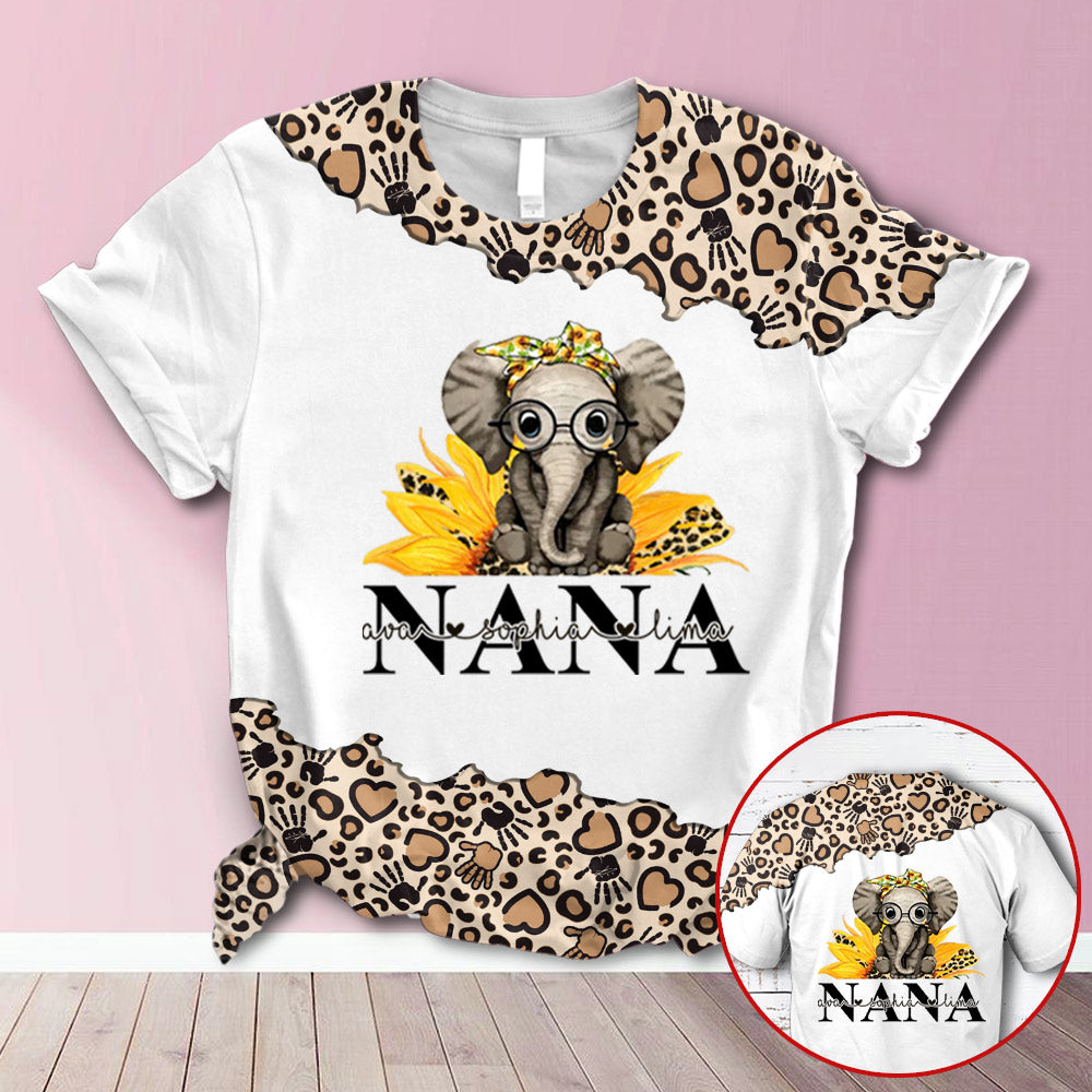 Personalized Nana Elephant Leopard All Over Print Shirts, 3D Hoodie, Sweatshirt, Shirt And Polo For Grandma Hn98 Trhn