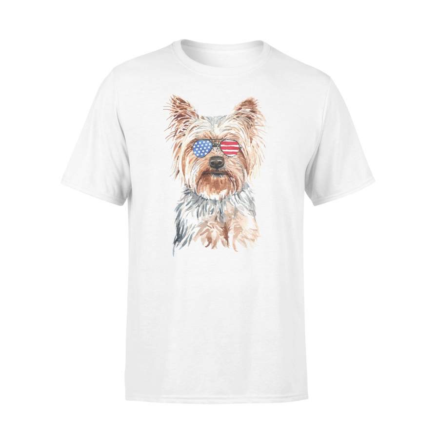 Patriotic Yorkshire Terrier Yorkie Lovers American Flag T-Shirt