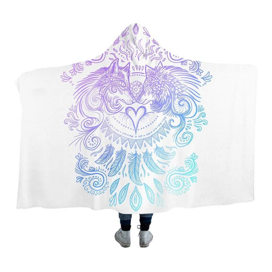 Wolves Heart Hooded Blanket