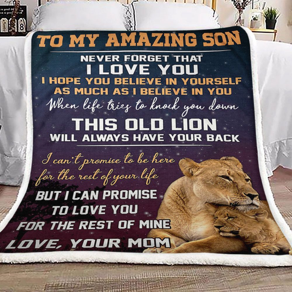 To My Son Lion Bt0601350S Sherpa Fleece Blanket