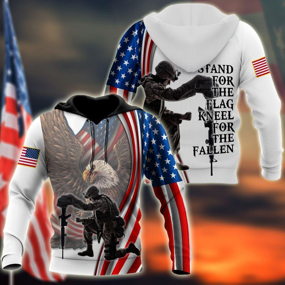 Stand For The Flag Knee For The Fallen 3D All Over Printed Shirts For Men And Women