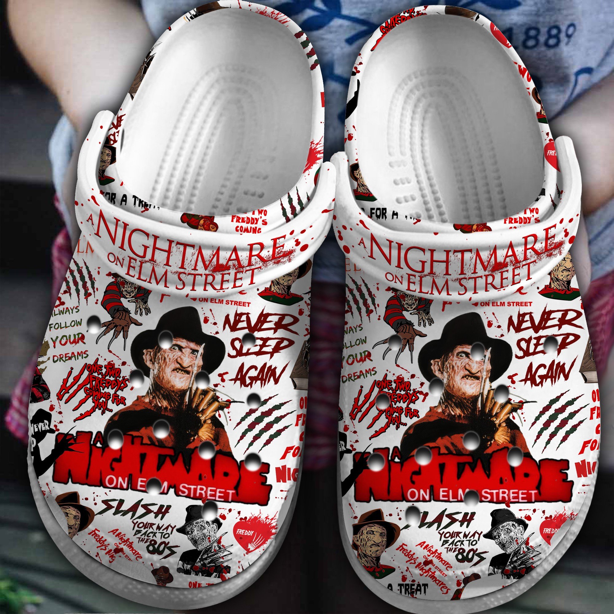 A Nightmare on Elm Street Movie Halloween Crocs Crocband Clogs Shoes Comfortable For Men Women and Kids