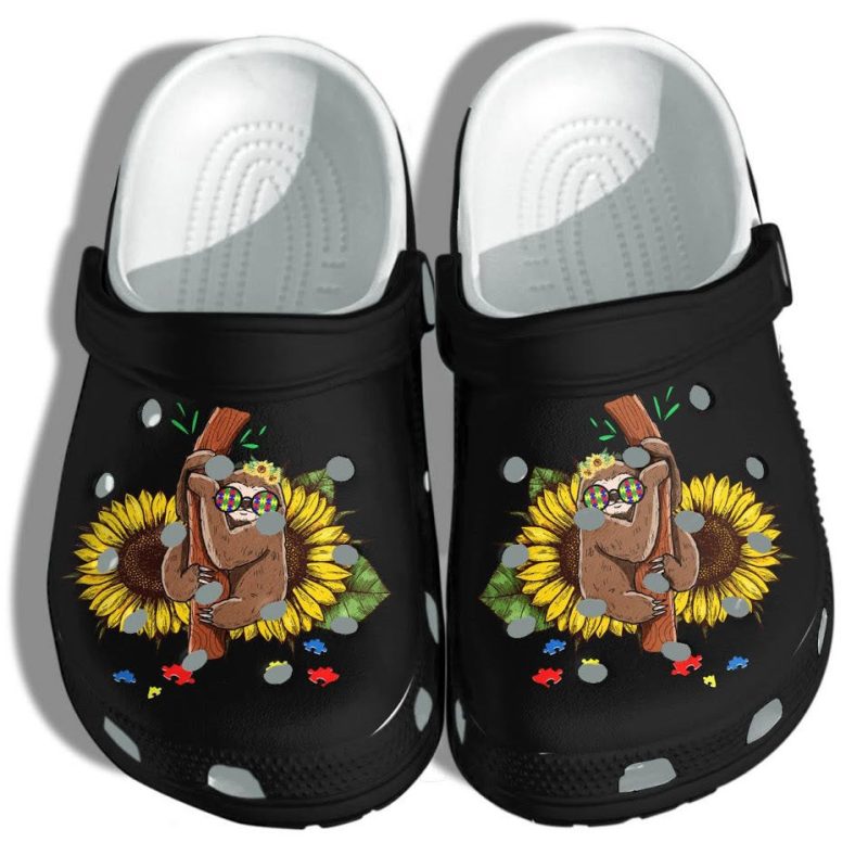 Sloth Sunflower Puzzle Custom Shoes – Autism Awareness Puzzle Outdoor Shoes Gifts Daughter Girl