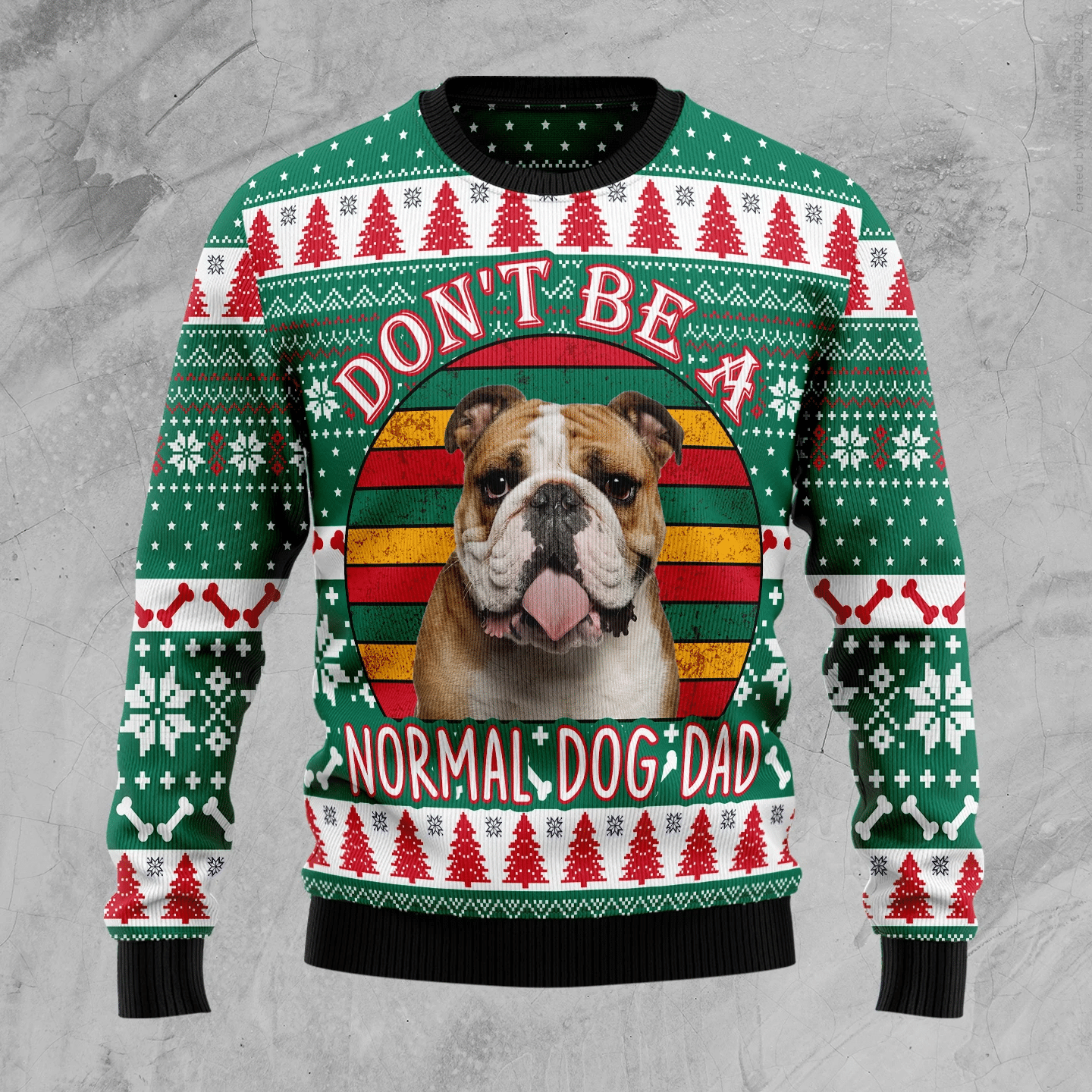 Bulldog Dog Dad Christmas Ugly Sweater