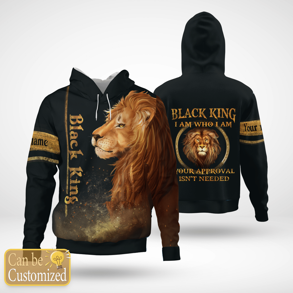 Black King Custom Name All Over Apparel