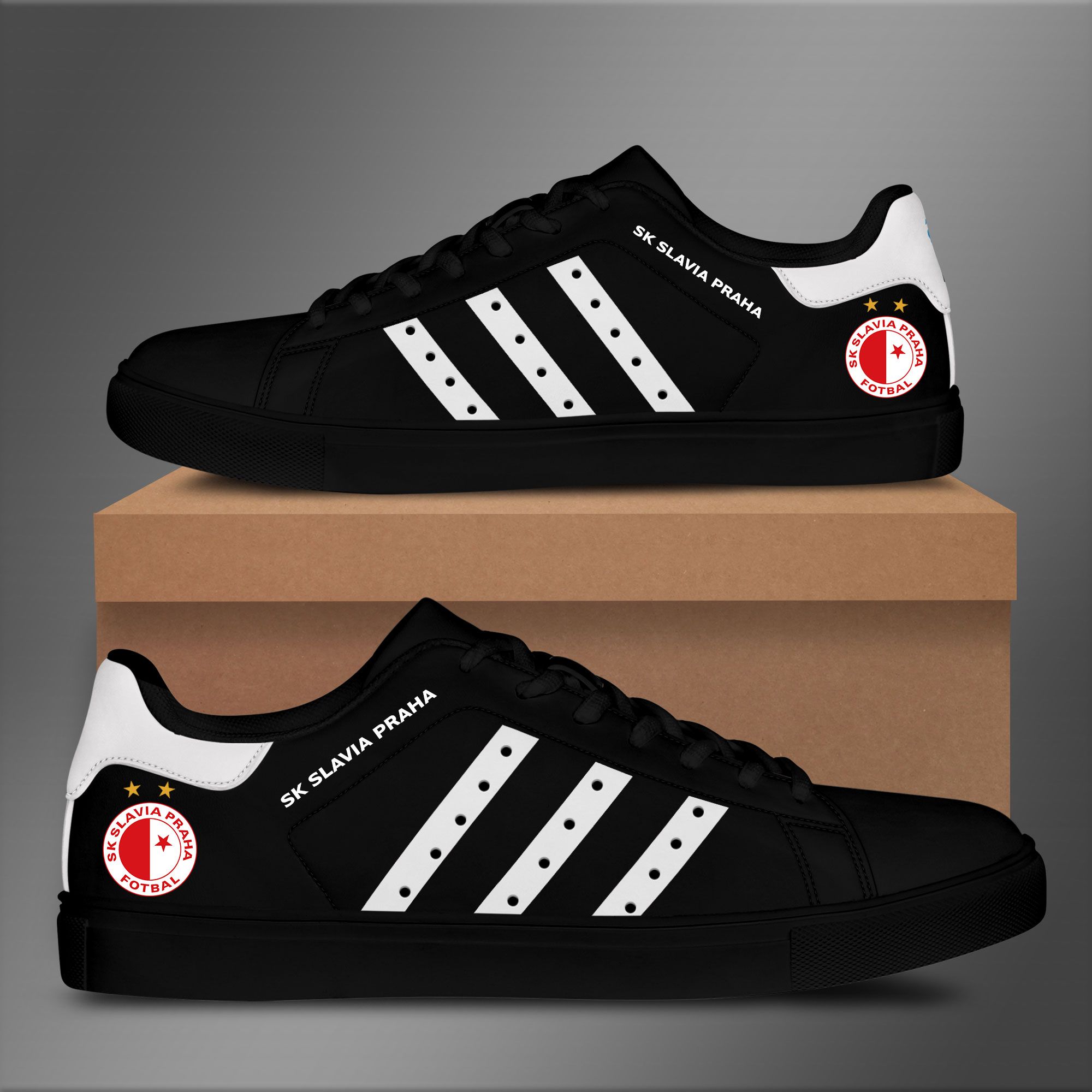 Sk Slavia Prague Low Top Black Shoes - V1 Unisex Style Fusionteehub