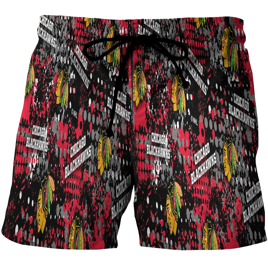 Chicago Blackhawks Symbol5 3D All Over Print Summer Beach Hawaiian Short