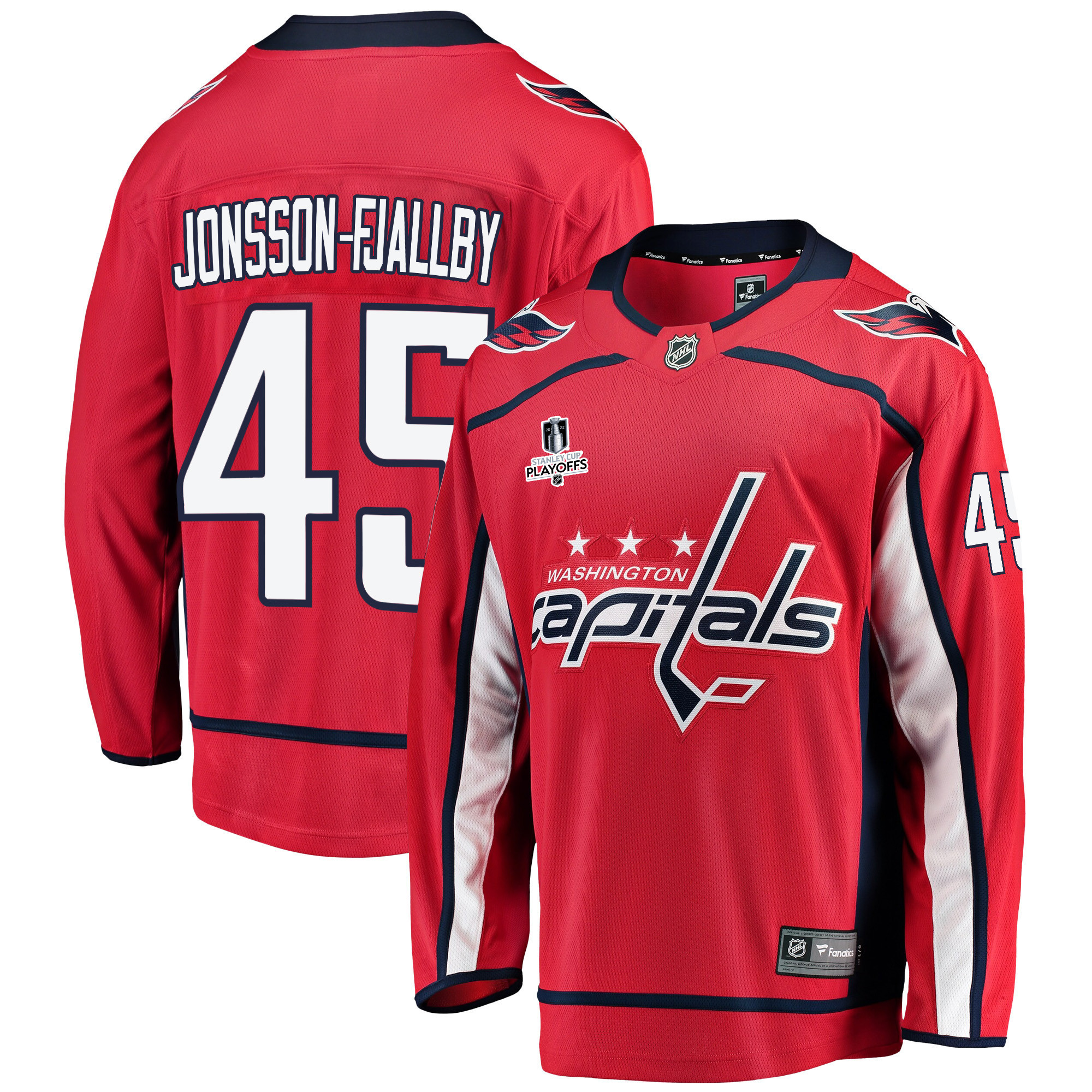 Washington Capitals Axel Jonsson-Fjallby 45 Home 2022 Stanley Cup Playoffs Breakaway Men Jersey – Red