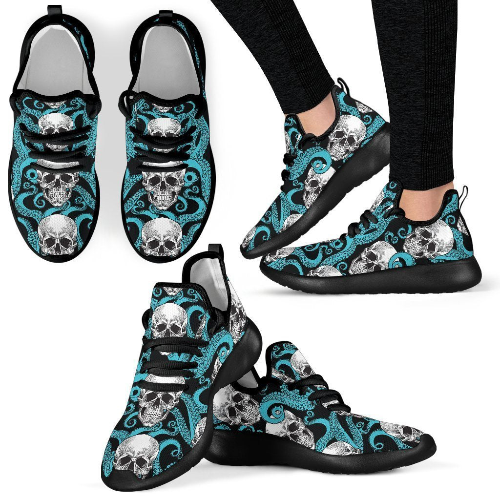 Octopus Tentacles Skull Pattern Print Mesh Knit Shoes