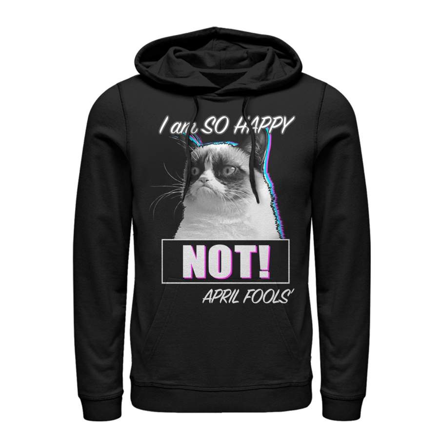 Grumpy Cat Men’s I am so Happy  Lightweight Hoodie Black