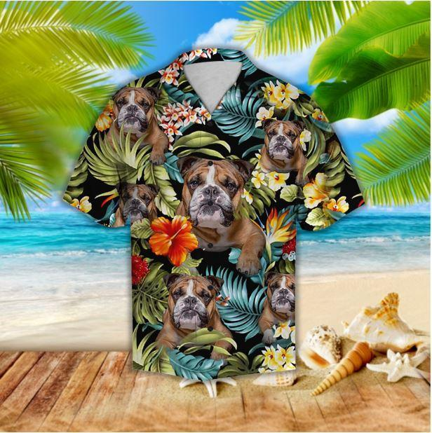 Awesome Bulldog Tropical Polyester Hawaii Shirt Ha7890