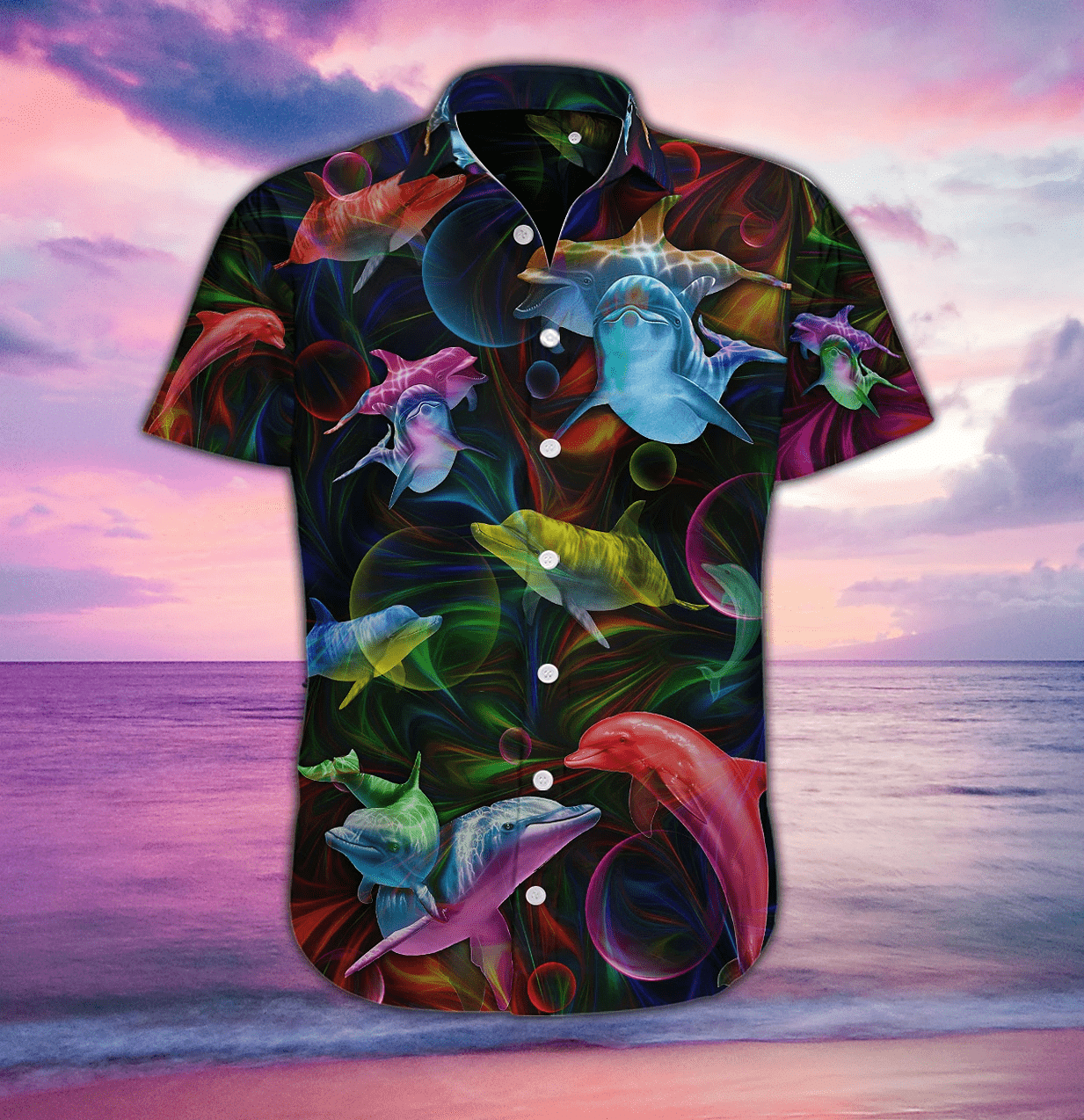 Hawaiian Aloha Shirts Fantastic Dolphin #2808dh