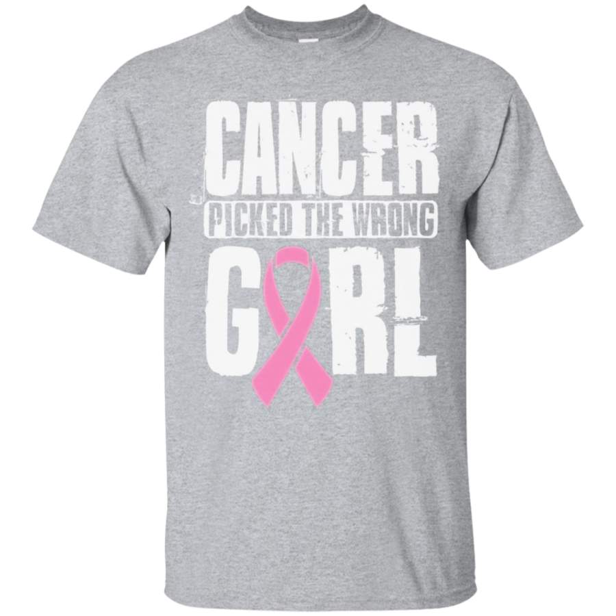 AGR Cancer Picked The Wrong Girl Pink Ribbon Awareness Tee Shirt