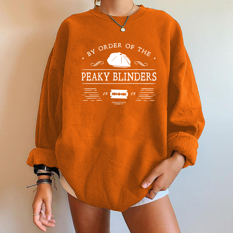 By Order of The Peaky Blinders Letter Print Sweatshirt Women 0-Neck Oversized Sweatshirt Femme Casual Drop-shoulder Streetwear alx