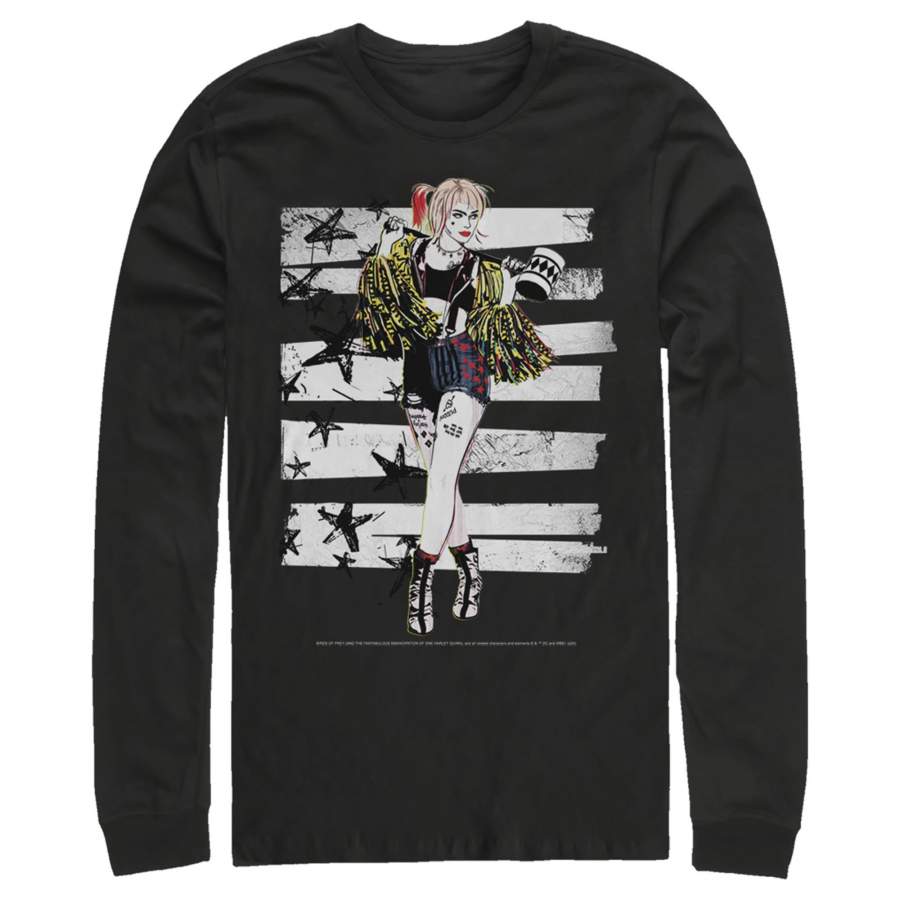 Birds of Prey Men’s Harley Quinn Comic Pose  Long Sleeve Shirt