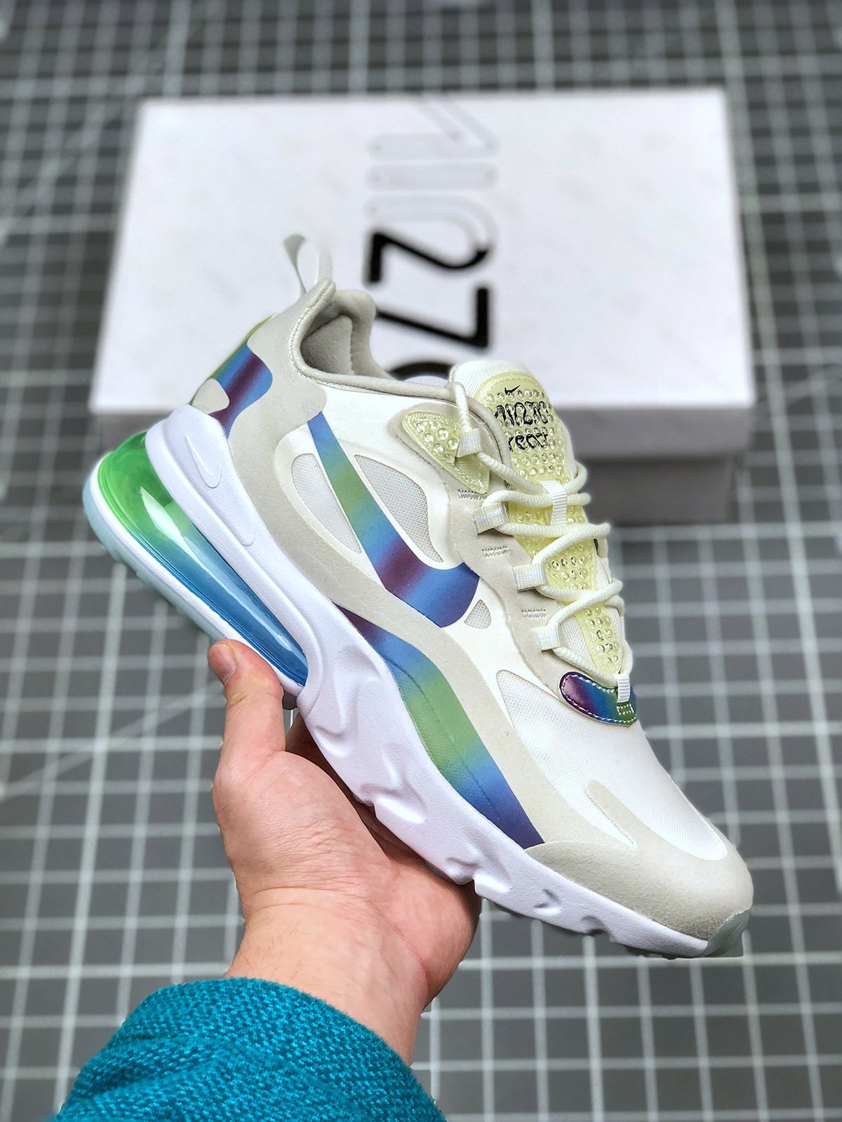 Nike Air Max 270 React WhiteMulti-ColorPlatinum Tint 5339760