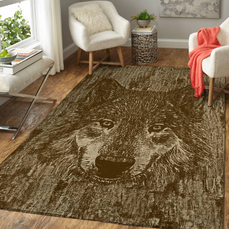 Wood Wolf – Animals Area Rug Carpet