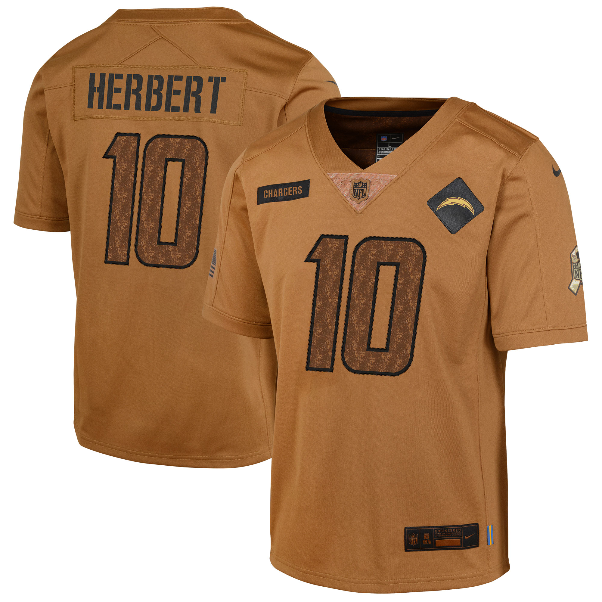 Youth Los Angeles Chargers Justin Herbert Brown 2023 Salute To Service Limited Jersey