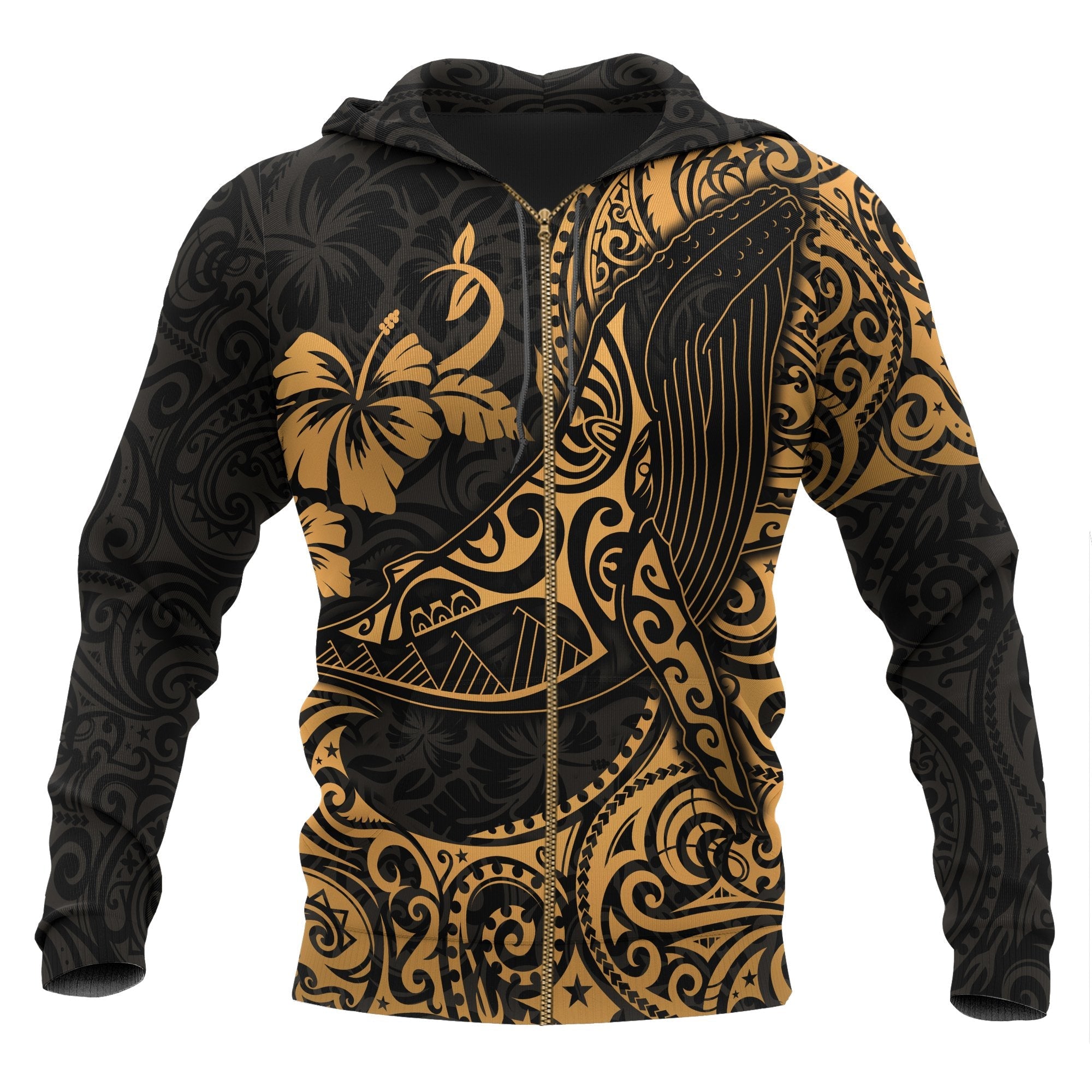 Polynesian Hawaii Zip-Up Hoodie – Polynesian Golden Humpback Whale