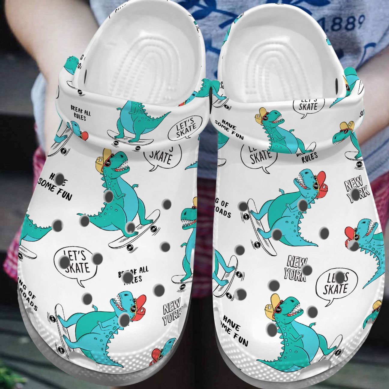 Dinosaur Personalized Clog, Custom Name, Text, Color, Number Fashion Style For Women, Men, Kid, Print 3D Skating Dino