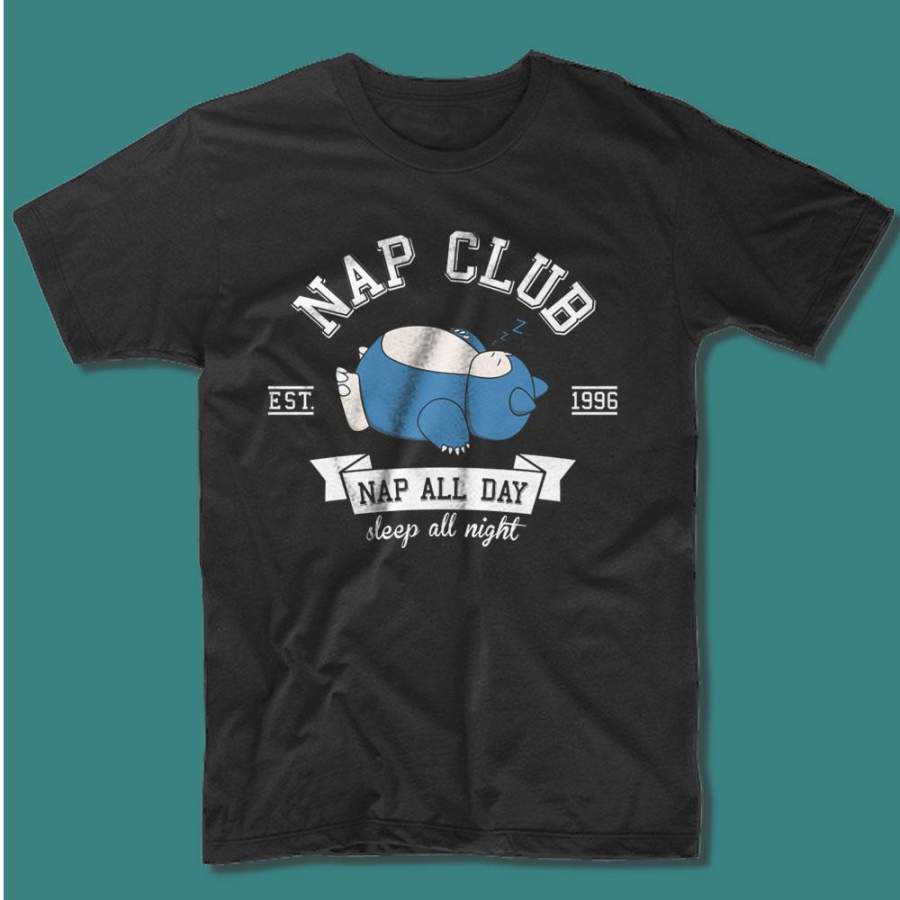 Snorlax Nap Club Gotta Catch Em All Ash Misty Team Rocket Men’S T Shirt