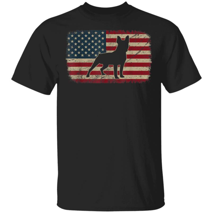 Vintage American Flag Boston Terrier Dog Gifts Fathers Day TShirt