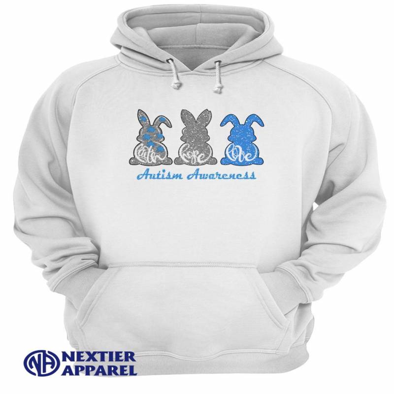 Bunny Faith Hope Love Autism Awareness shirt Unisex Hoodie