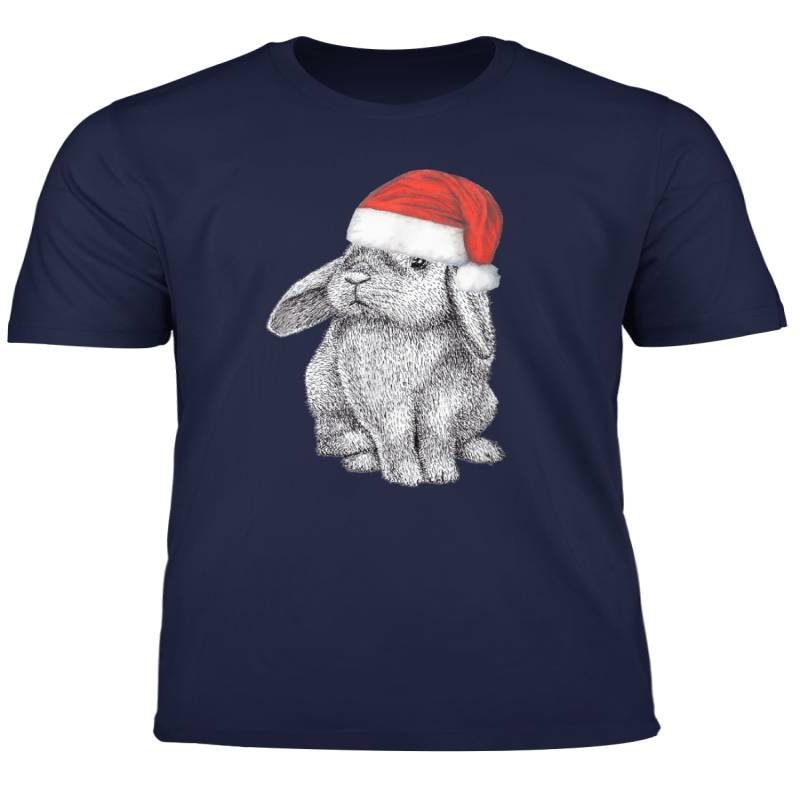 Lop Eared Bunny Rabbit Wearing Christmas Santa Claus Hat T Shirt