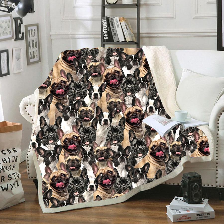 French Bulldog A Bunch Of Dogs Blanket Dog Face Printed Blanket