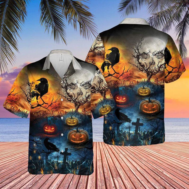 Glowing Pumpkin By Night Halloween Hawaii Shirt For Men Women Adult Ha102623