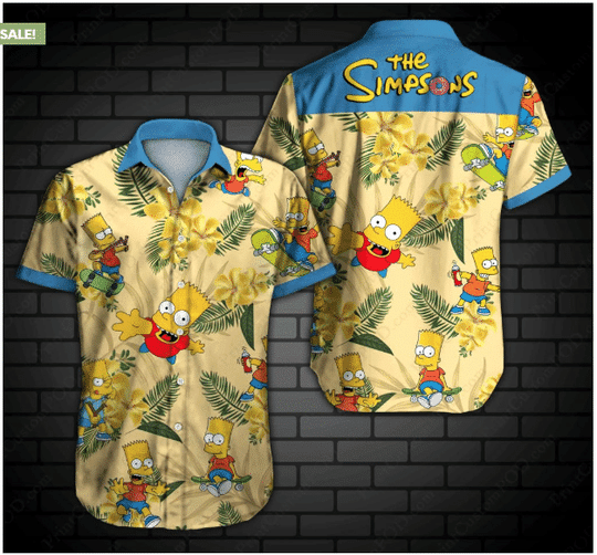 The Simpsons Hawaii Graphic Print Short Sleeve Hawaii Casual Shirt Ha24143