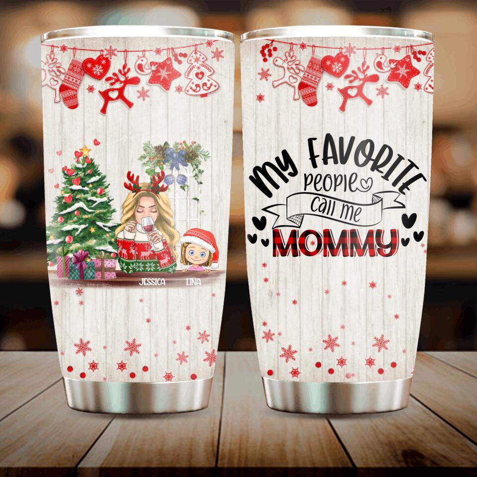 Custom Personalized Mommy And Kids Xmas Tumbler – Mom With Upto 5 Kids – Christmas Gift For Mom – T1Ighh