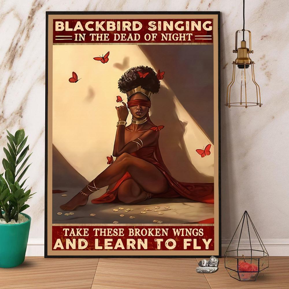 Blackbird Singing In The Dead Of Night Vintage Poster No Frame